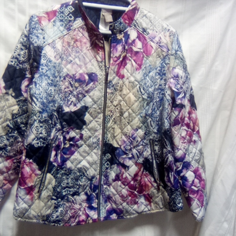 Chicos floral print jacket sz 2(large)